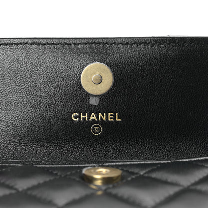 Chanel Lambskin Quilted Maxi Pearl Clutch With Chain Black 6 of 10