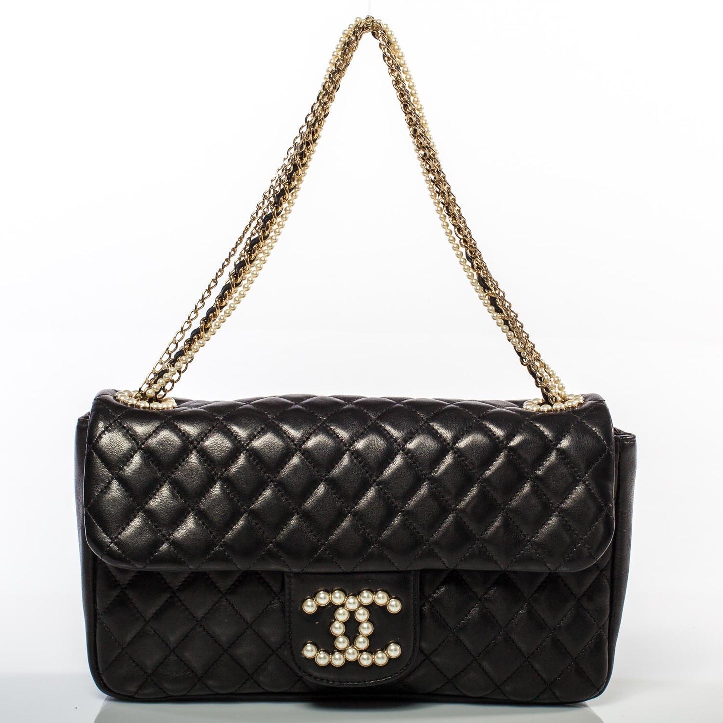 Lambskin Medium Westminster Pearl Flap Black