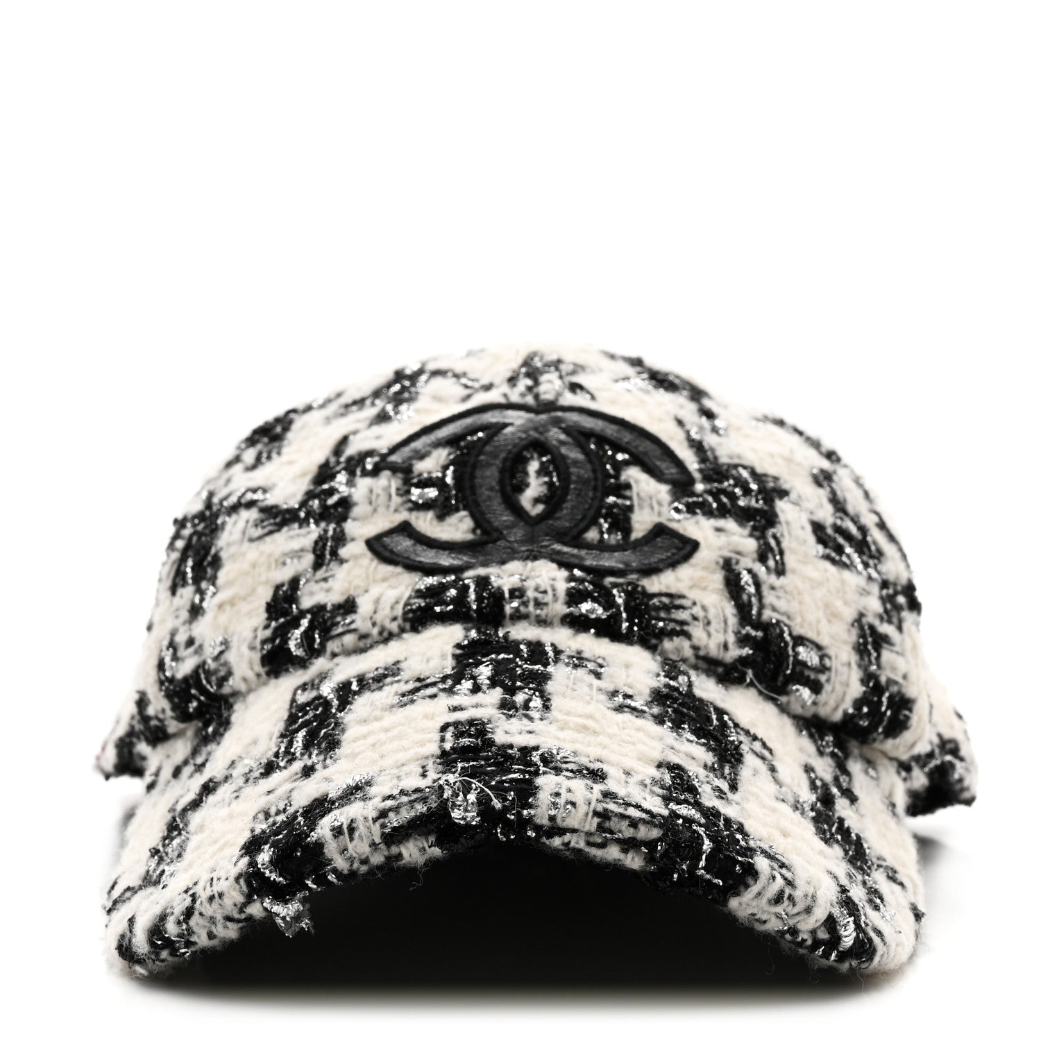 Chanel Metallic Tweed CC Cap Hat M White Black 3 of 9