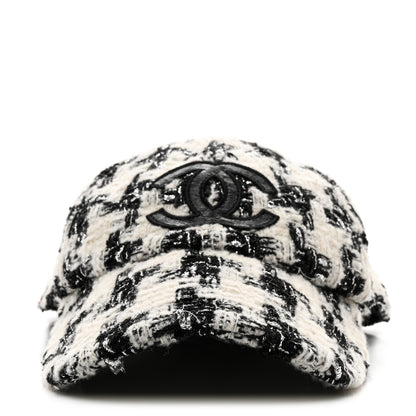 Chanel Metallic Tweed CC Cap Hat M White Black 3 of 9