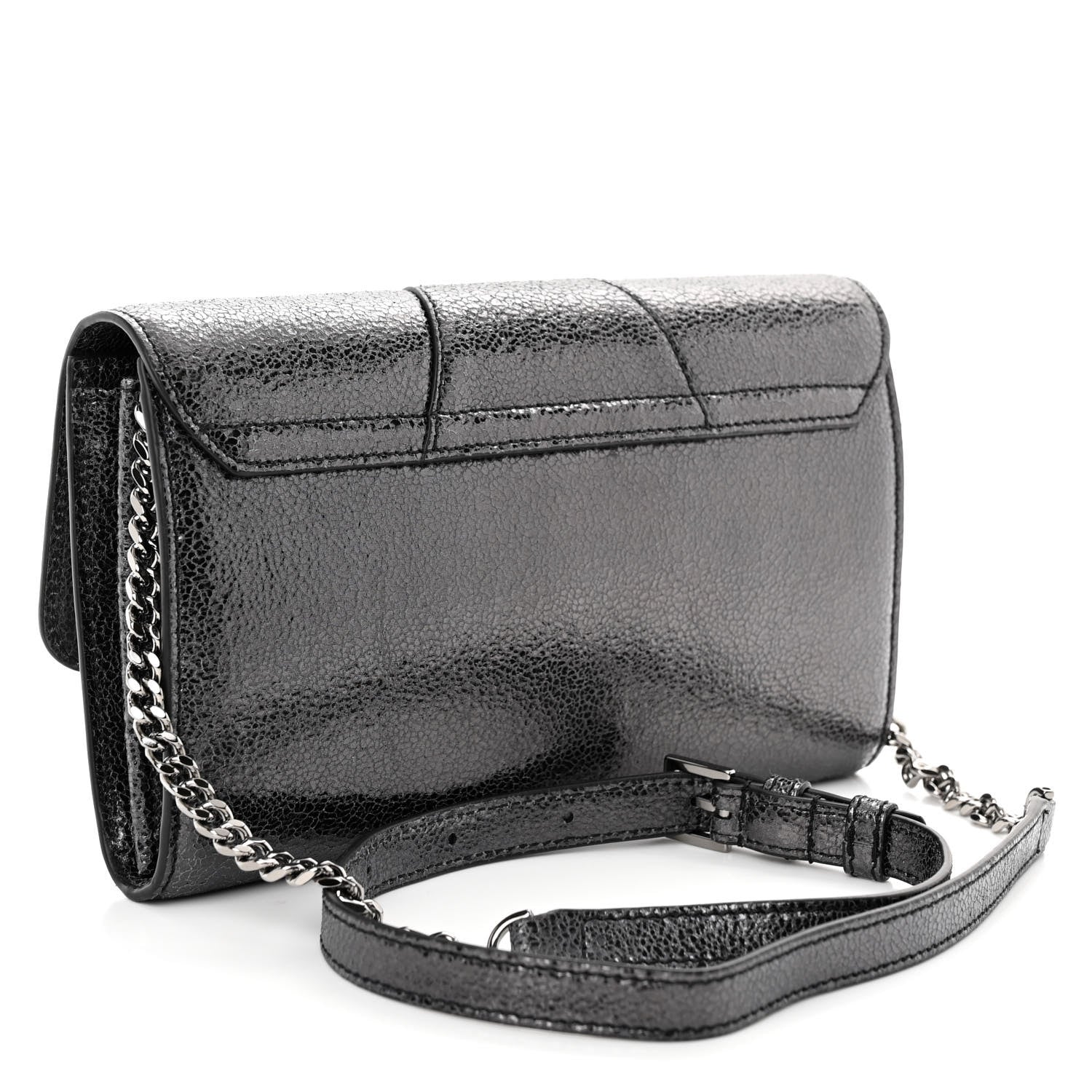 Versace Metallic Calfksin Virtus Wallet On Chain Grey 3 of 10