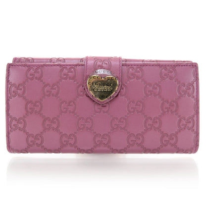 Gucci Metallic Soft Guccissima Heart Continental Wallet Fresia Rose 1 of 9