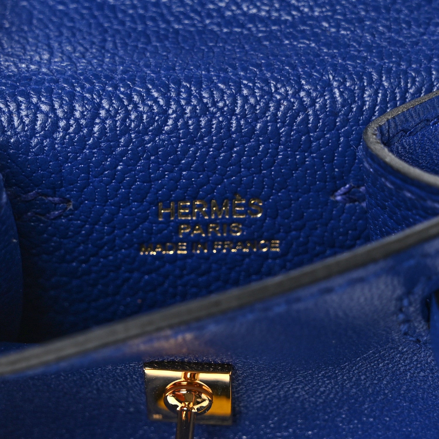 Hermes Tadelakt Chevre Mysore Kelly Quelle Idole Bag Charm Bleu Electrique Feu 4 of 5