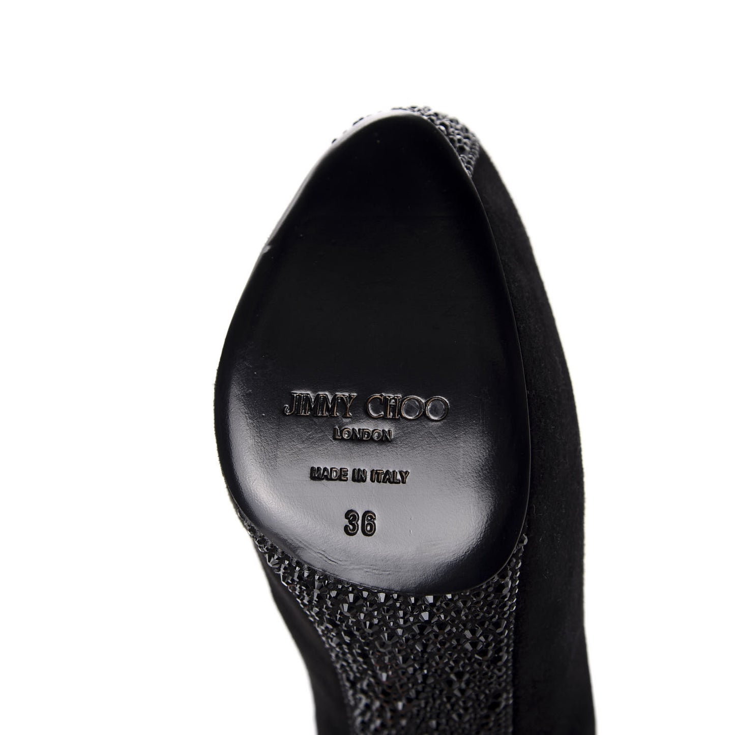 Suede Swarovski Crystal Pumps 36 Black