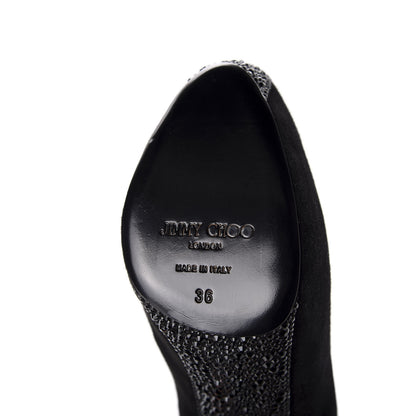 Jimmy Choo Suede Swarovski Crystal Pumps 36 Black 8 of 9
