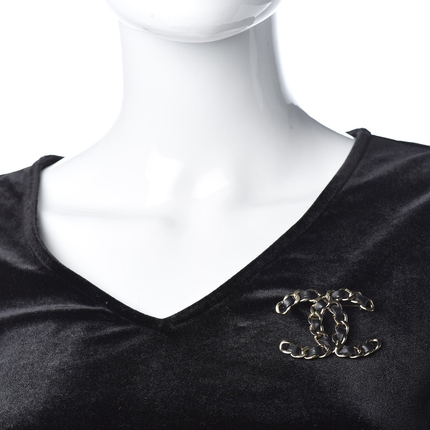 Chanel Lambskin Chain CC Brooch Black Gold 2 of 5