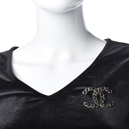 Chanel Lambskin Chain CC Brooch Black Gold 2 of 5