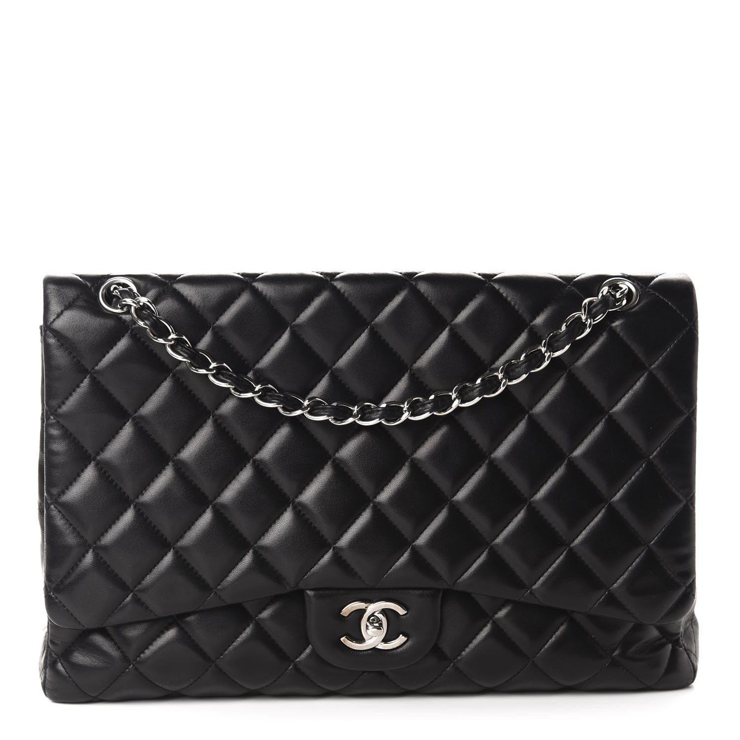 Chanel Lambskin Quilted Maxi Single Flap Black 1 of 10