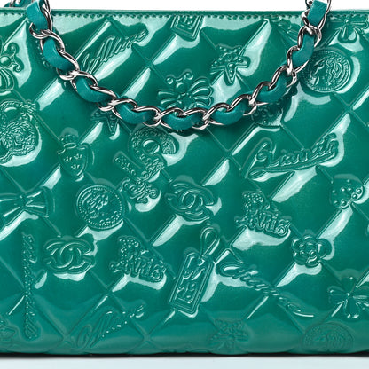 Chanel Patent Calfskin Lucky Symbols Pochette Turquoise 8 of 10