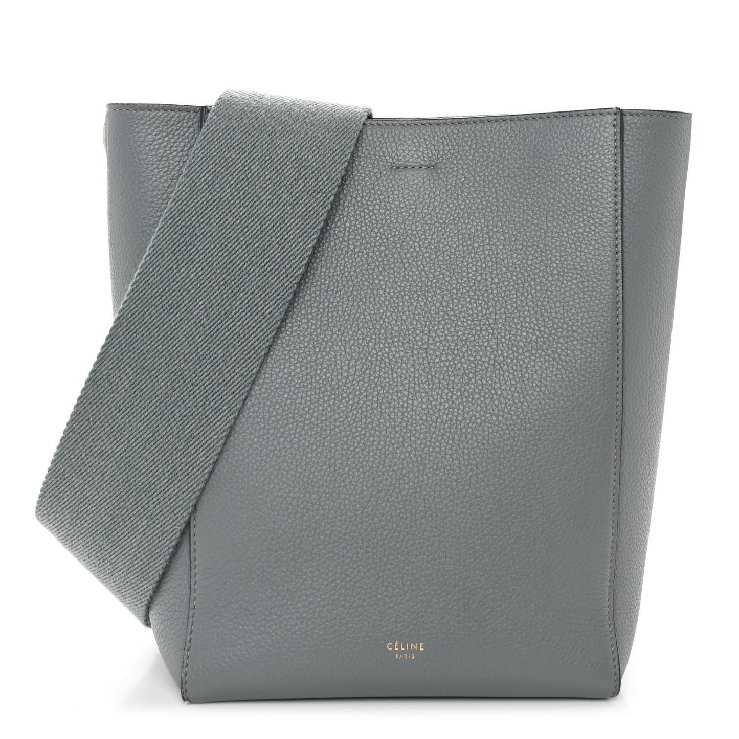 Soft Grained Calfskin Small Sangle Bucket Bag Grey