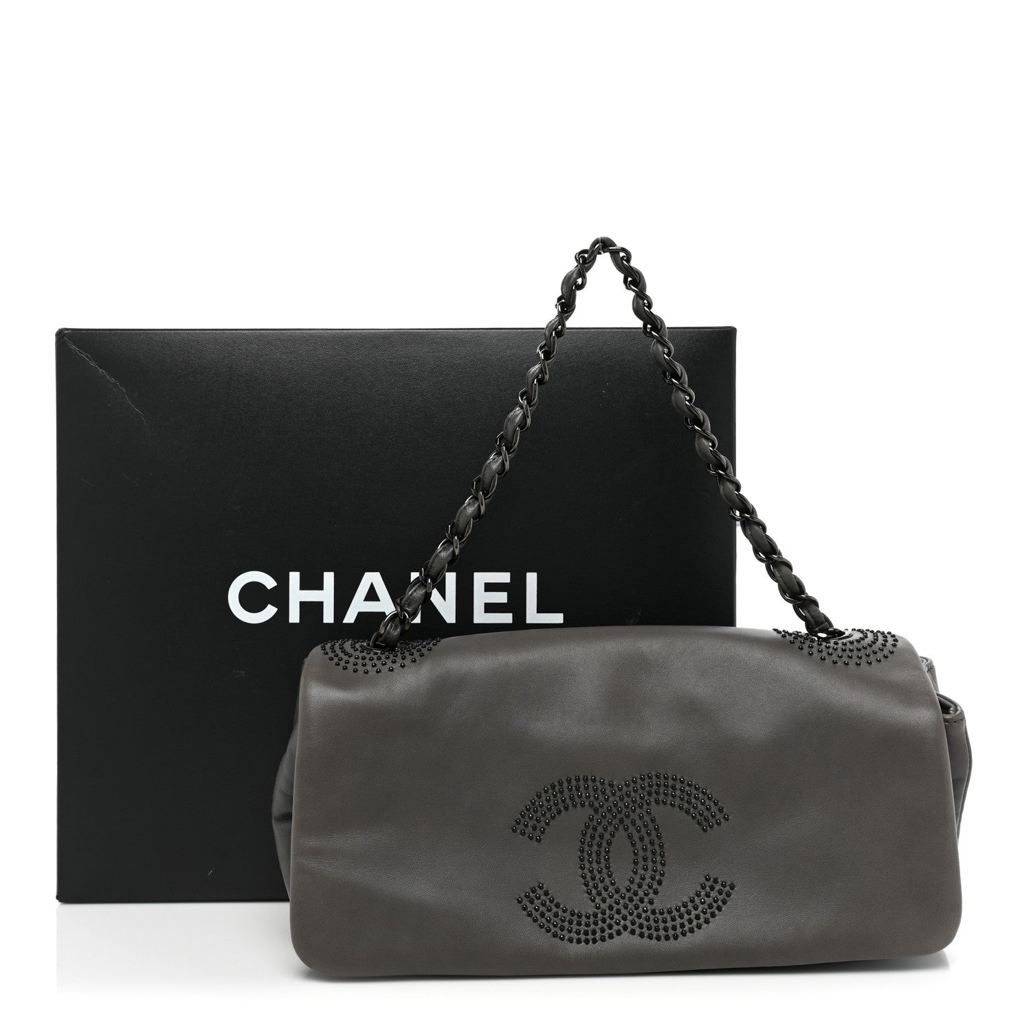 Chanel Lambskin Studded CC East West Flap Grey 13 of 13