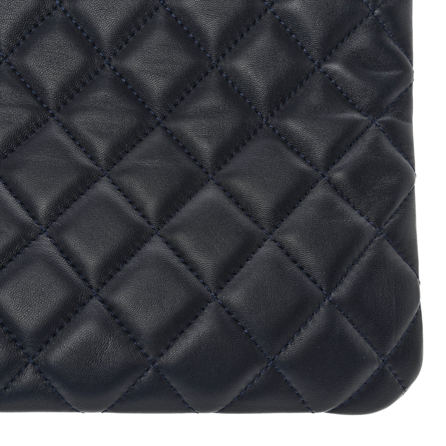 Lambskin Quilted Medium Cosmetic Case Navy Blue
