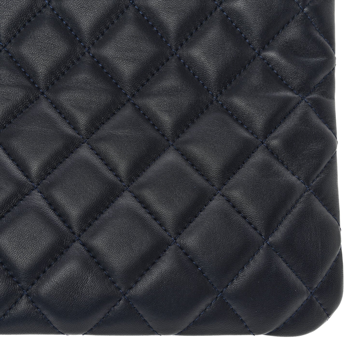 Chanel Lambskin Quilted Medium Cosmetic Case Navy Blue 10 of 12