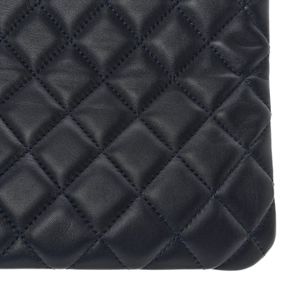 Chanel Lambskin Quilted Medium Cosmetic Case Navy Blue 10 of 12