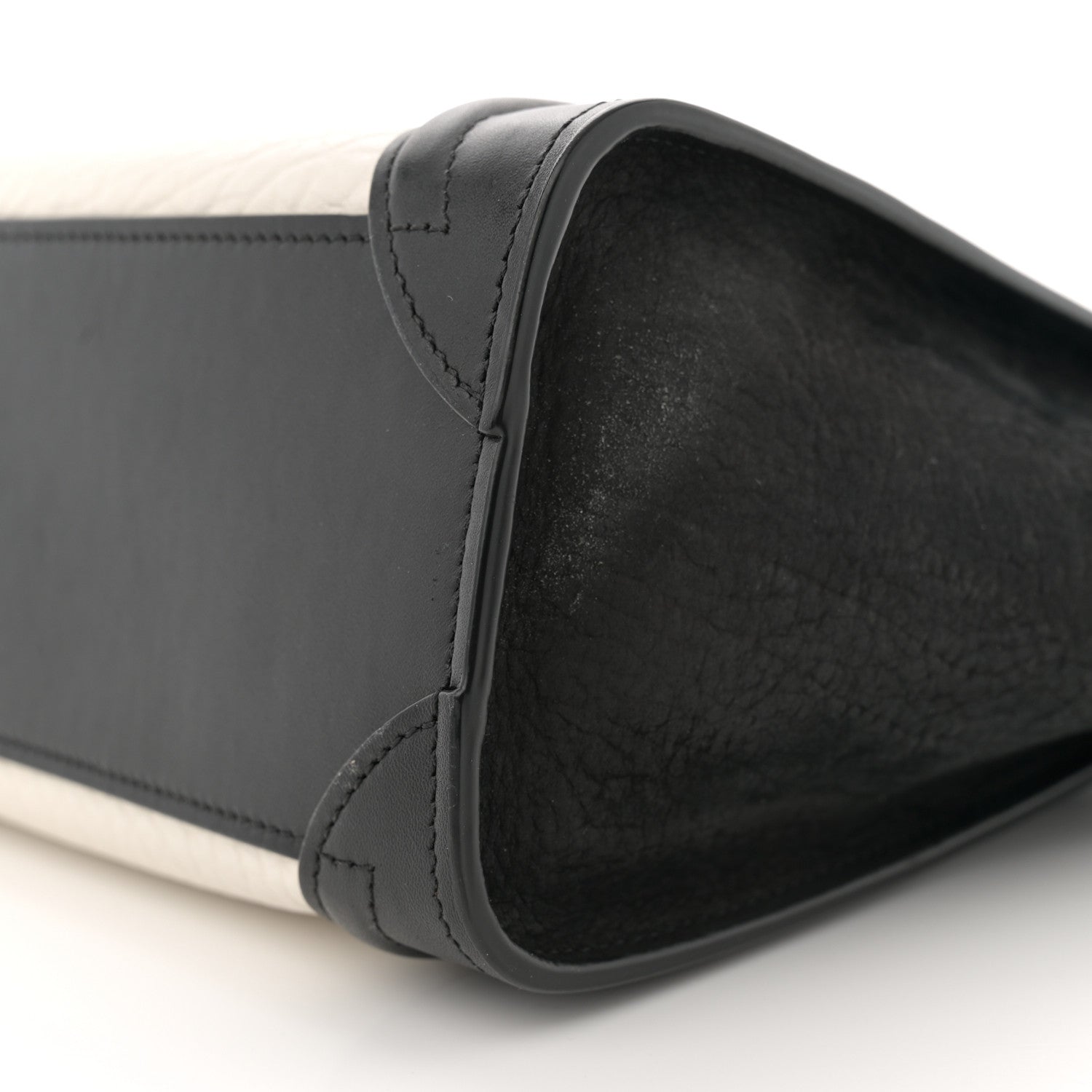 Celine Bullhide Calfskin Nubuck Bi-Color Nano Luggage Black White 9 of 14