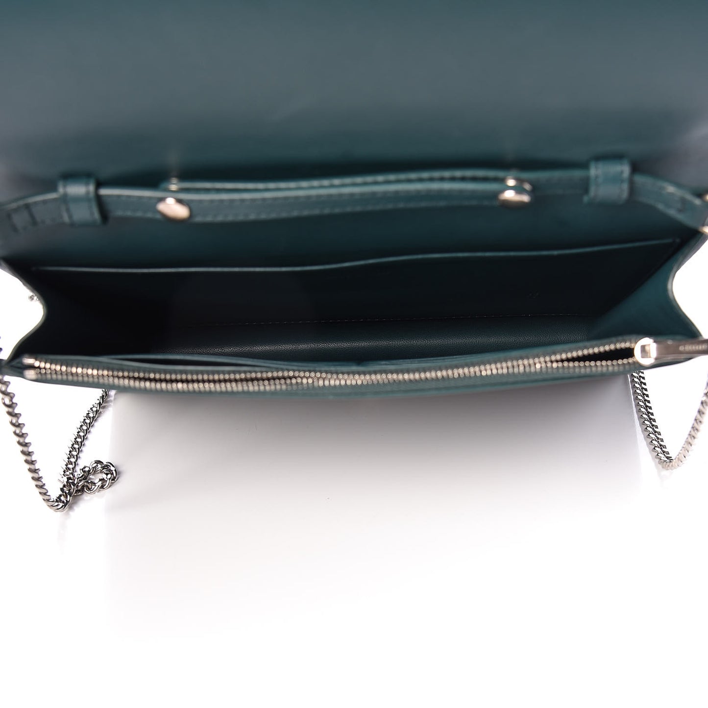 Smooth Lambskin Frame Evening Chain Clutch Mineral Dark Green