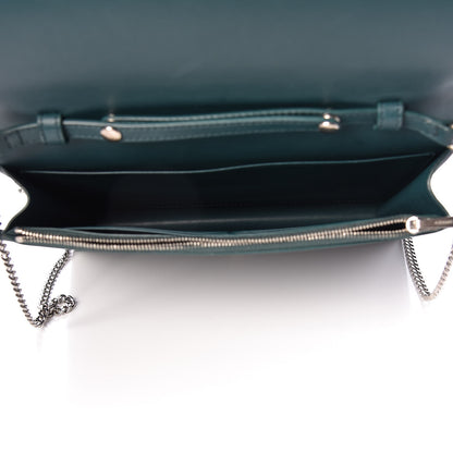 Celine Smooth Lambskin Frame Evening Chain Clutch Mineral Dark Green 5 of 15