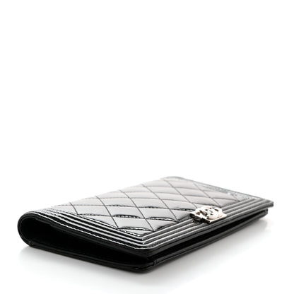 Chanel Patent Calfskin Quilted Boy Yen Wallet Black 4 of 9