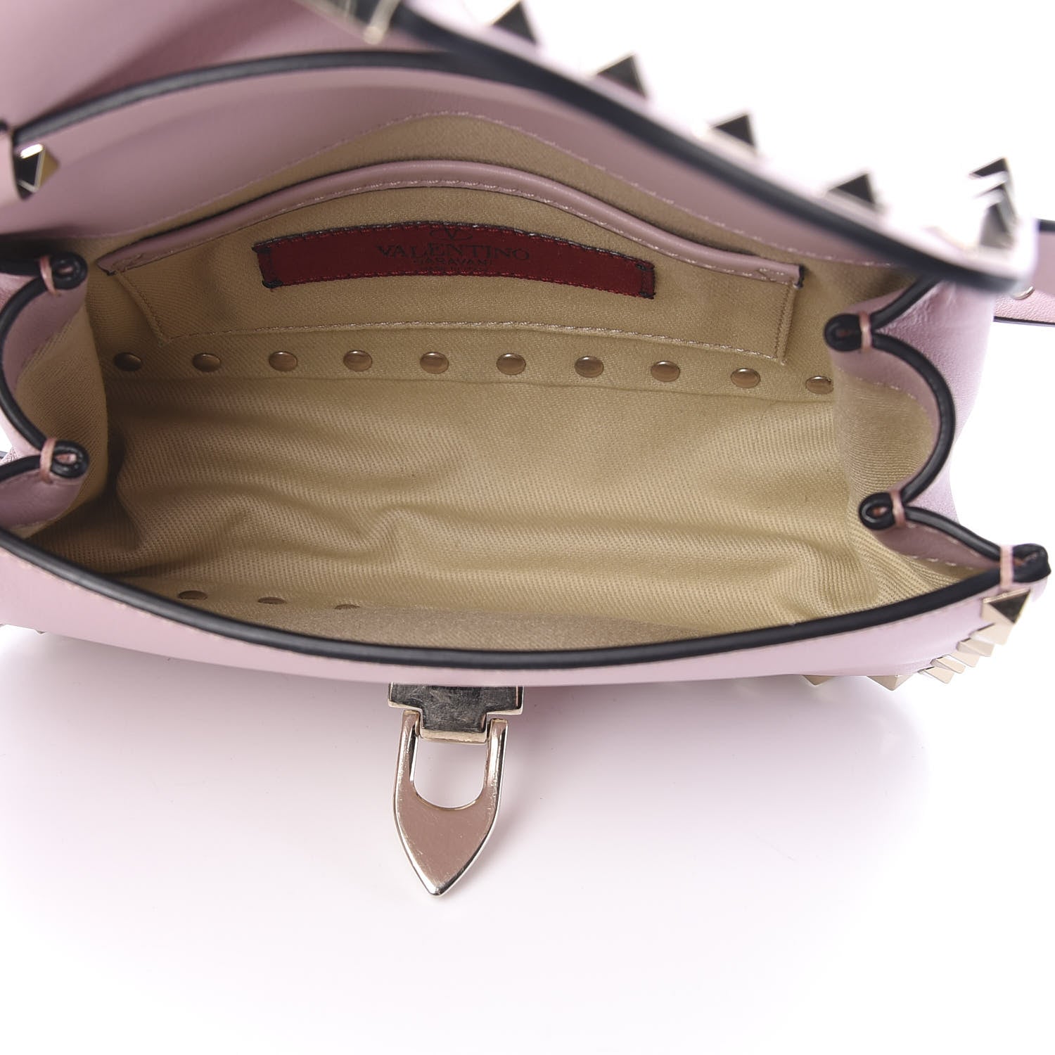 Valentino Garavani Vitello Mini Rockstud Flap Saddle Crossbody Bag Water Rose 4 of 9