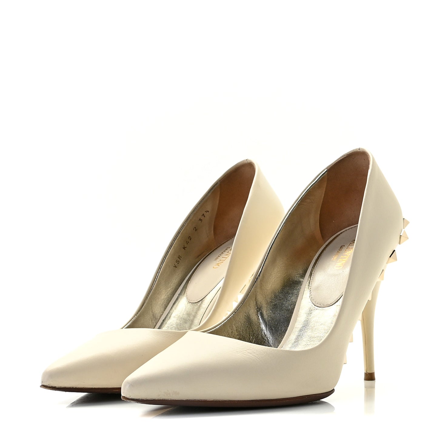 Nappa Rockstud Jaw Stud 100mm Pumps 37.5 Ivory