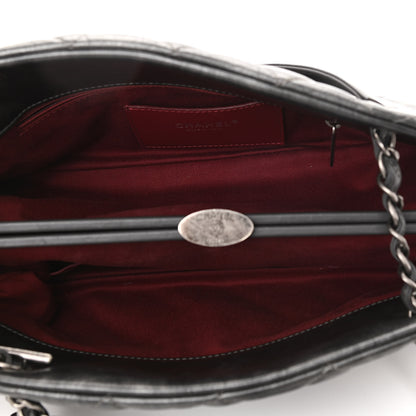 Chanel Aged Calfskin Quilted Medium Just Mademoiselle Bowling Bag Grey 6 of 11