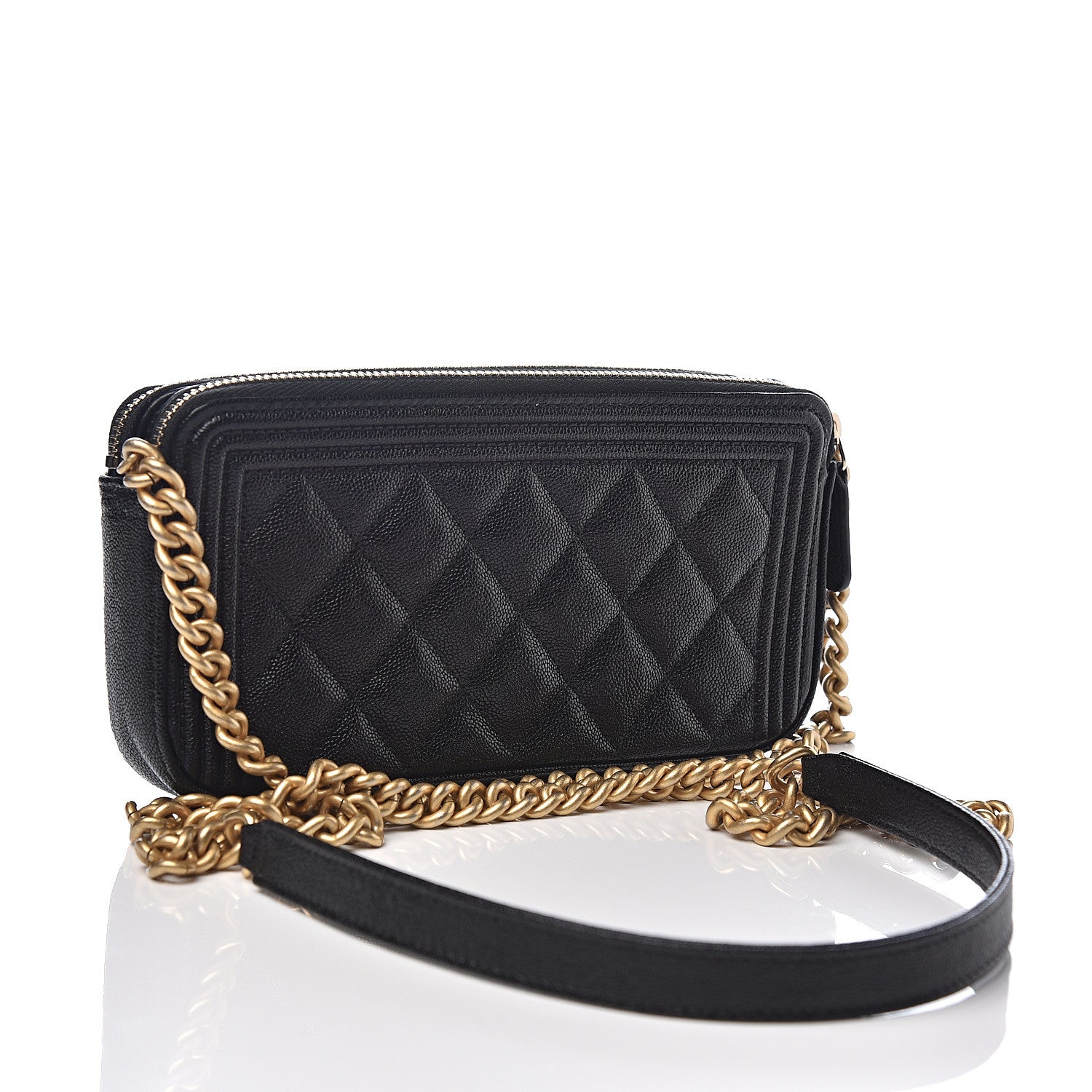 Chanel Caviar Quilted Small Boy Clutch With Chain Black 2 of 12