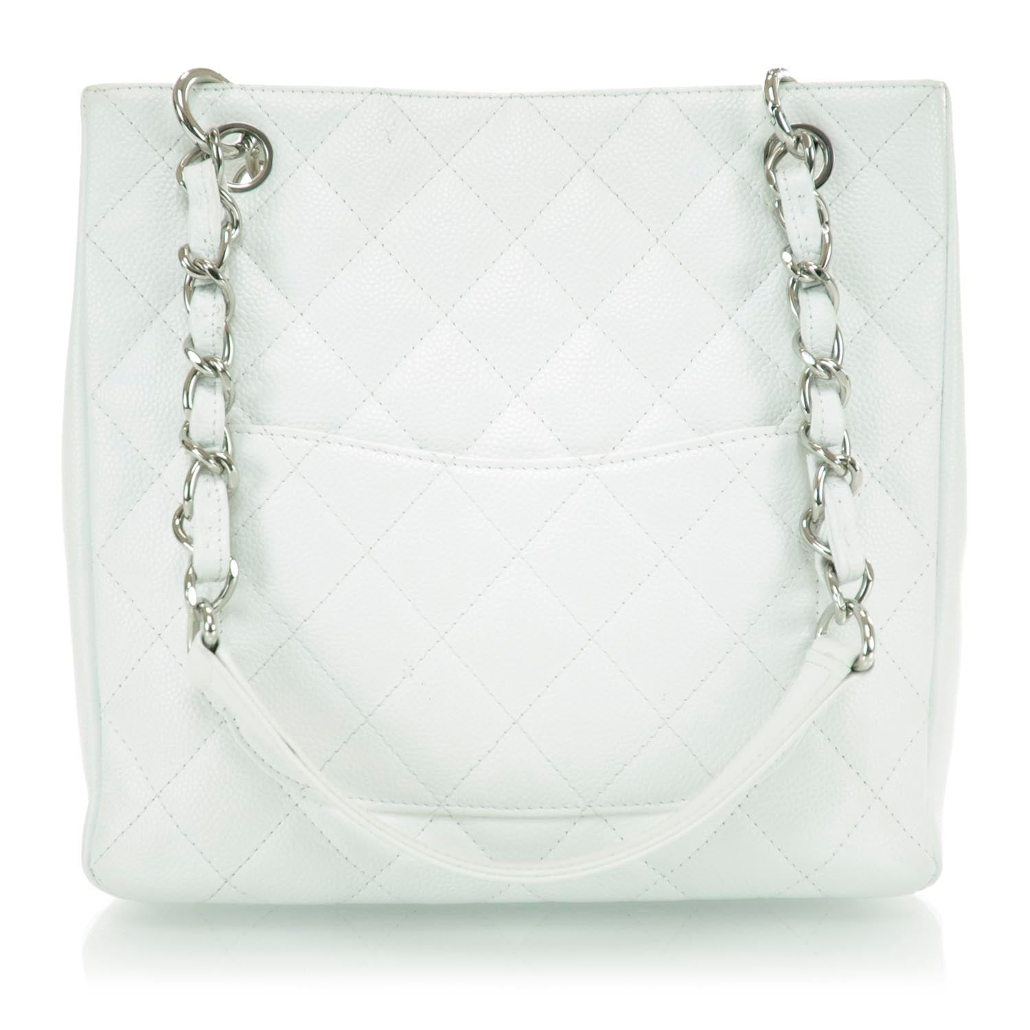 Chanel Caviar Petit Shopping Tote PST White 3 of 11