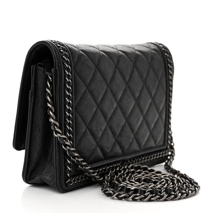 Chanel Calfskin Quilted Chain Around Boy Wallet On Chain WOC Black 5 of 21