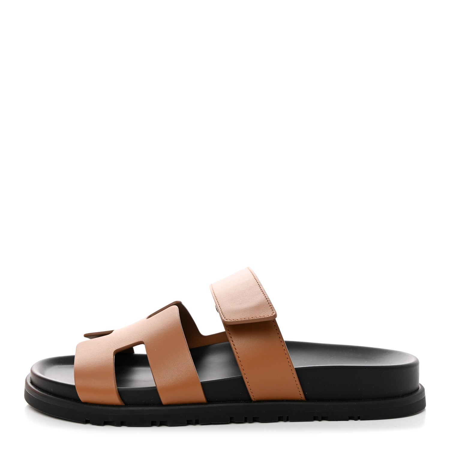 Hermes Calfskin Womens Chypre Sandals 37.5 Gold 1 of 9