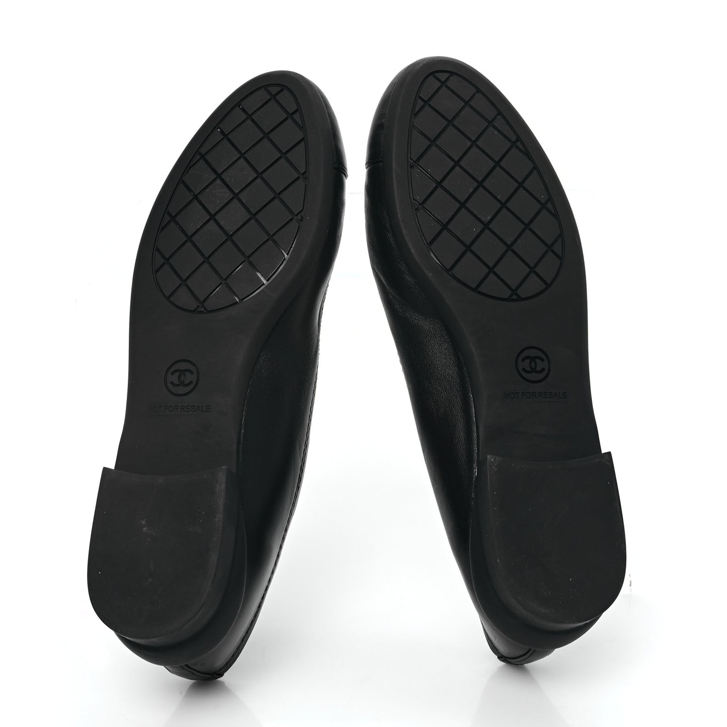 Lambskin Cap Toe CC Uniform Ballerina Flats 36.5 Black