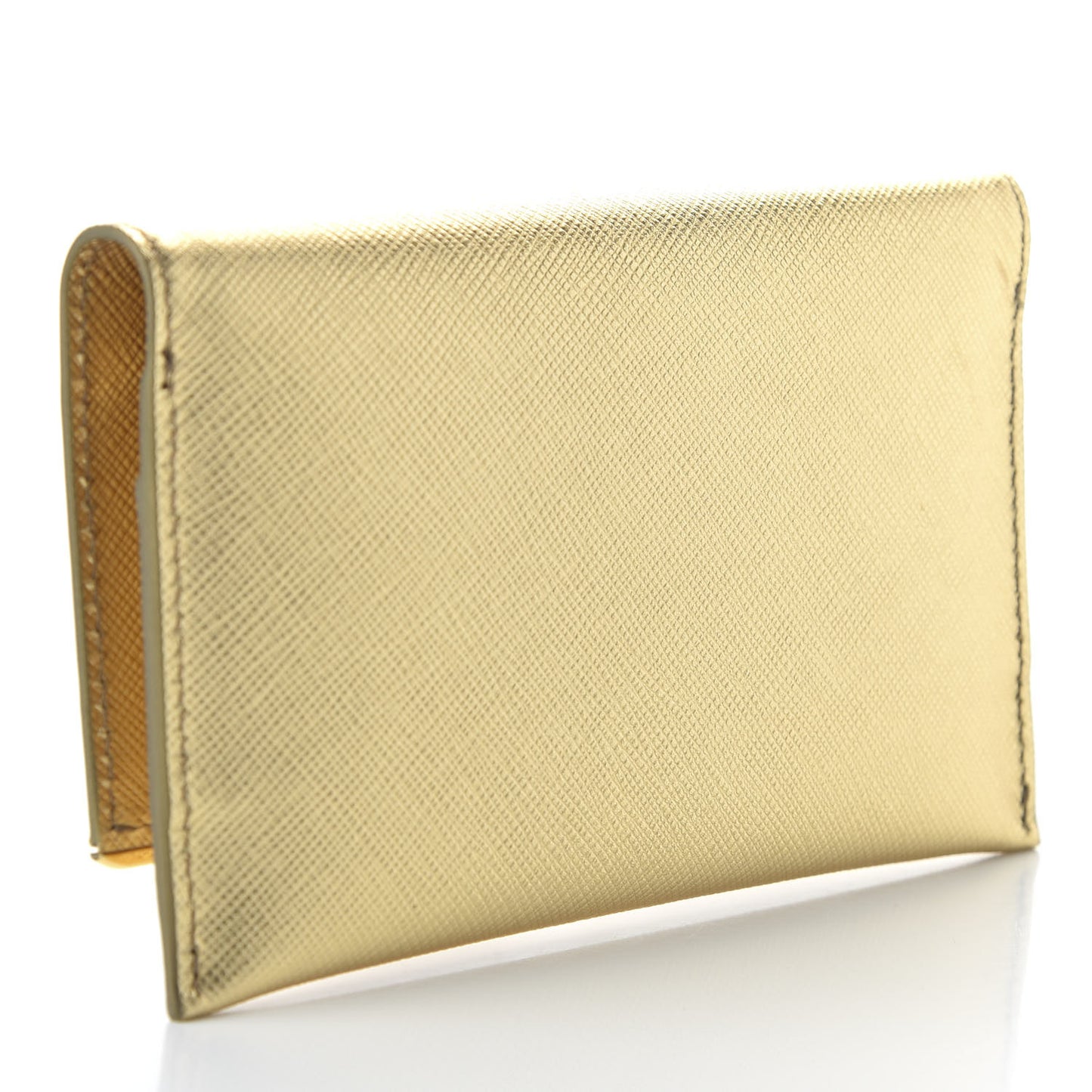 Saffiano Metal Bar Flap Wallet Platino