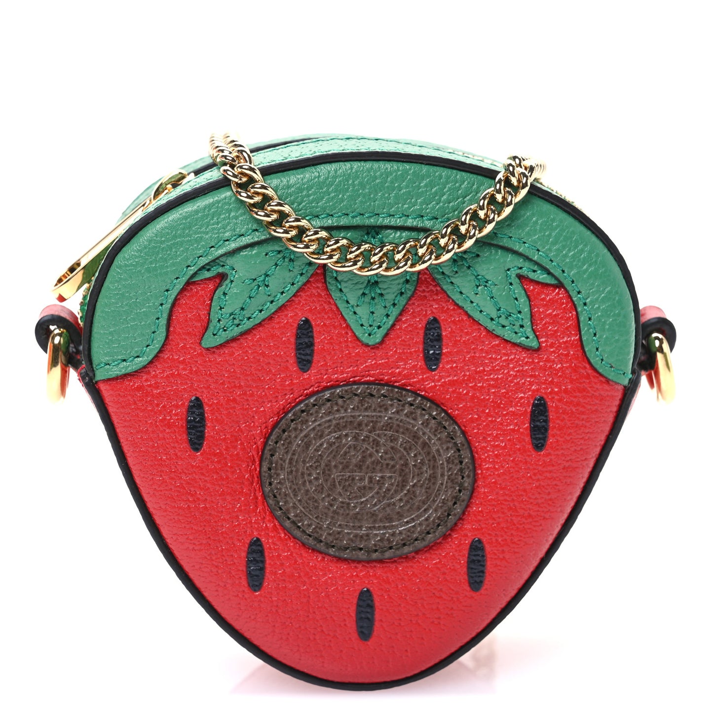 Textured Dollar Calfskin Retro Interlocking G Fruttini Strawberry Mini Bag Lobster Red Black New Acero