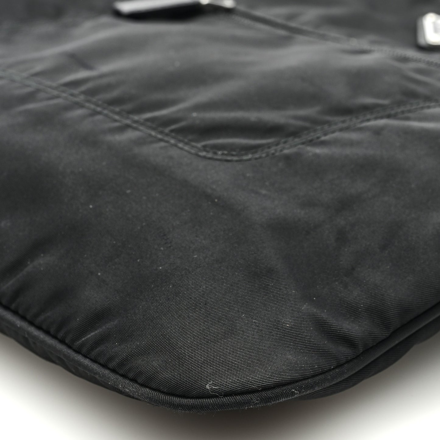 Nylon Saffiano Flat Messenger Bag Black