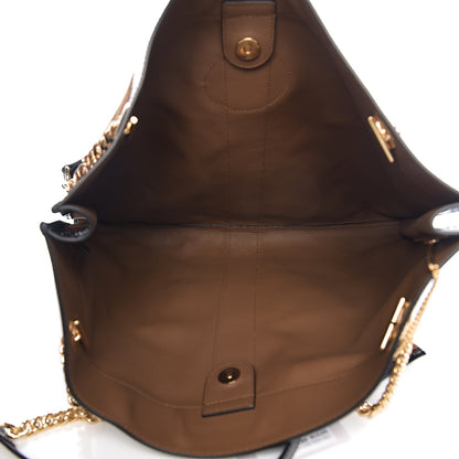 Gucci Suede Patent Large Rajah Chain Tote Nocciola Black 4 of 9