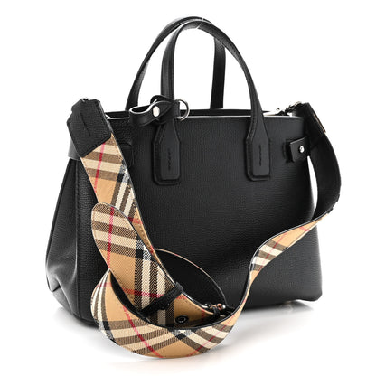 Burberry Derby Calfskin House Check Small Banner Tote Black 3 of 10