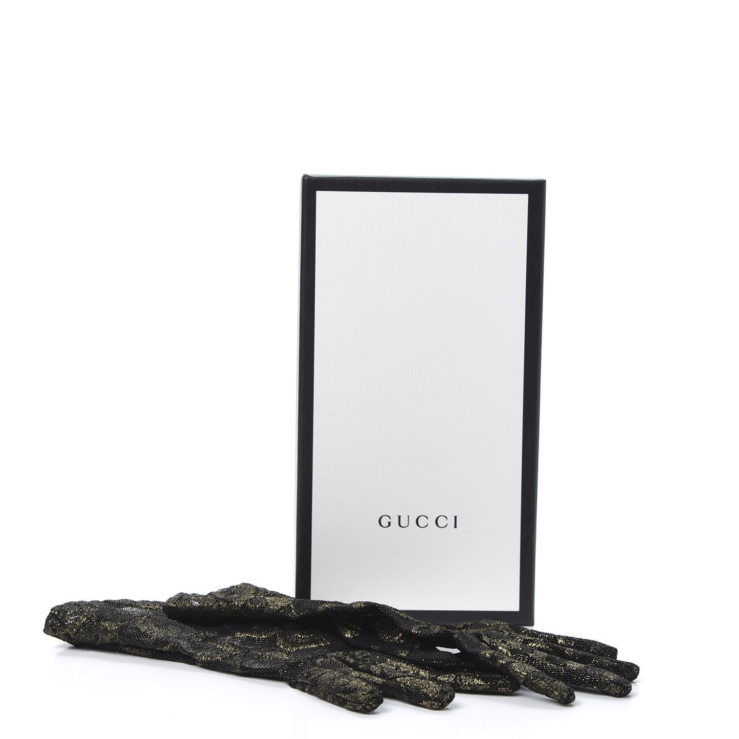 Embroidered Tulle Sheer Gloves S Black Gold