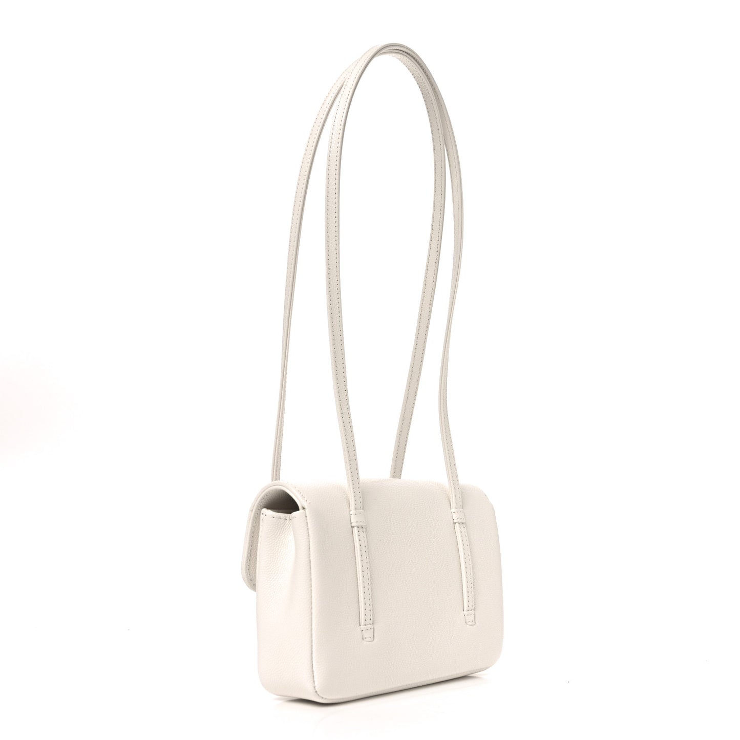 Shiny Caviar Mini Preppy Coco Shoulder Bag White