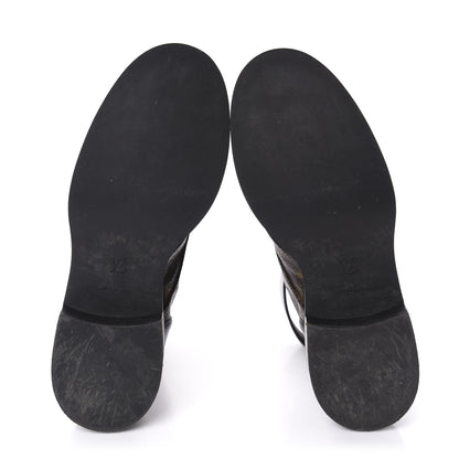 Louis Vuitton Monogram Calfskin Wonderland Flat Ranger Boots 38.5 Black 5 of 10