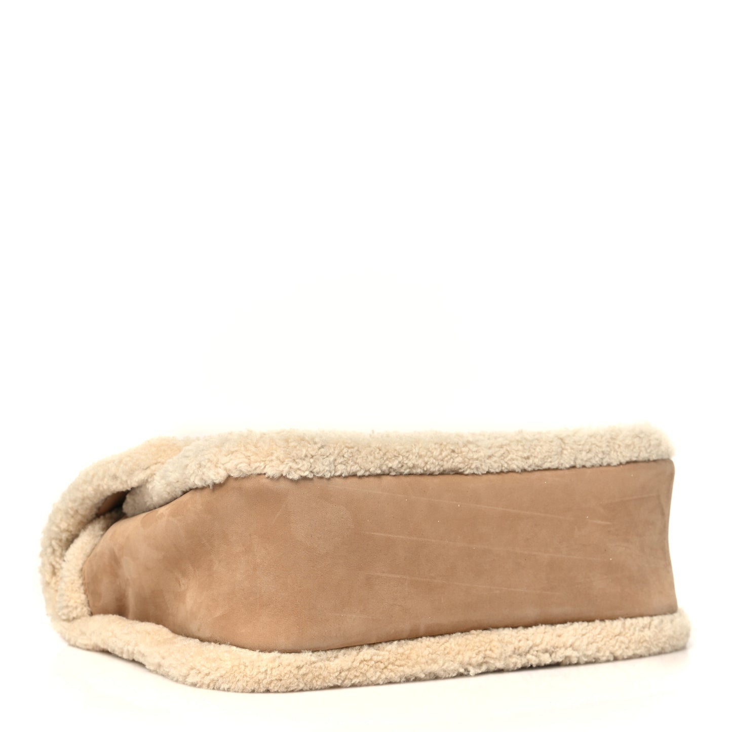 Nubuck Shearling Monogram Medium Niki Chain Satchel Ivory Natural Tan