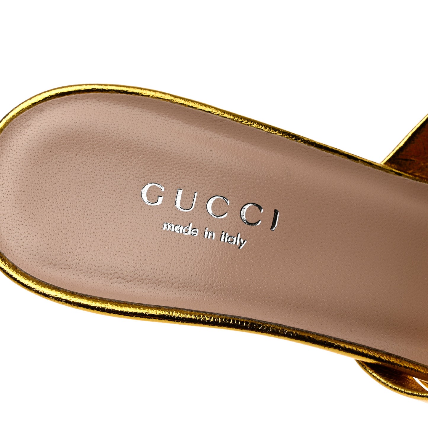 Metallic Nappa Crawford Knotted Mid Heel Slides 36 Gold