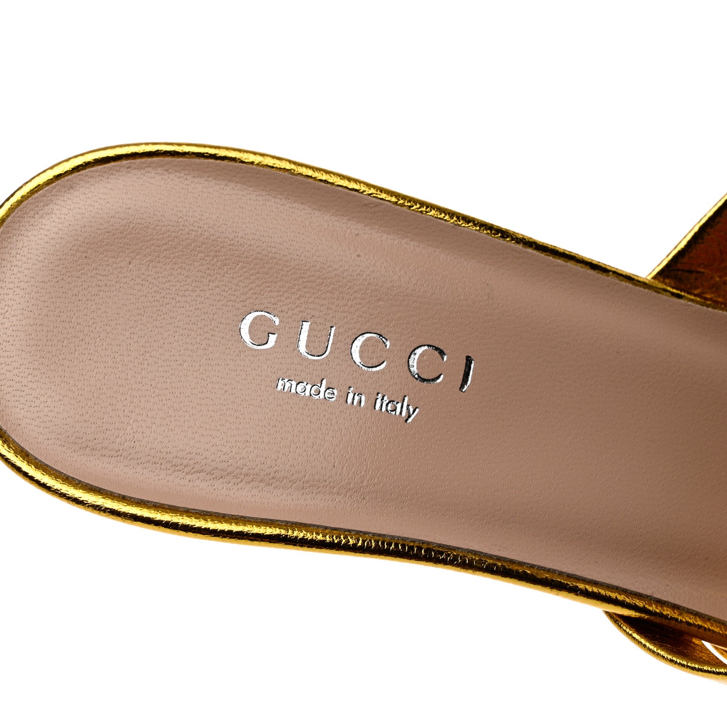 Gucci Metallic Nappa Crawford Knotted Mid Heel Slides 36 Gold 6 of 8