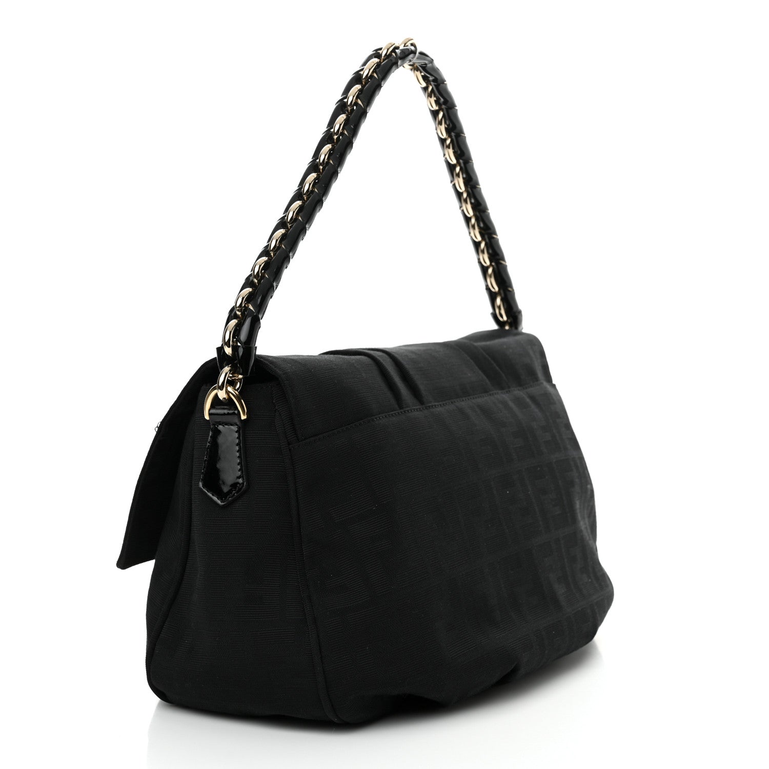 Fendi Zucca Enamel Mia Shoulder Flap Black 3 of 12
