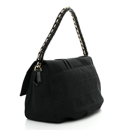 Fendi Zucca Enamel Mia Shoulder Flap Black 3 of 12