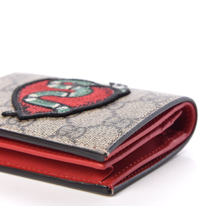Gucci GG Supreme Monogram Kingsnake Heart Embroidered Print Card Case Red 7 of 11