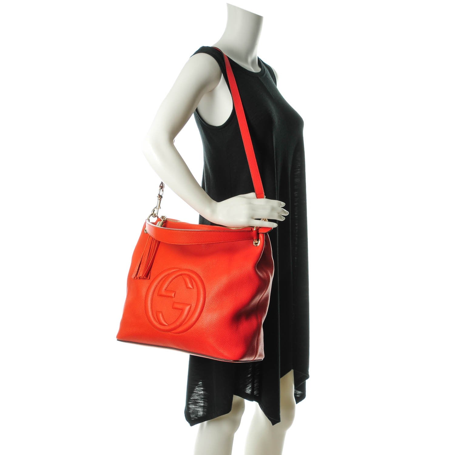 Gucci Pebbled Calfskin Large Soho Hobo Sun Orange 2 of 7