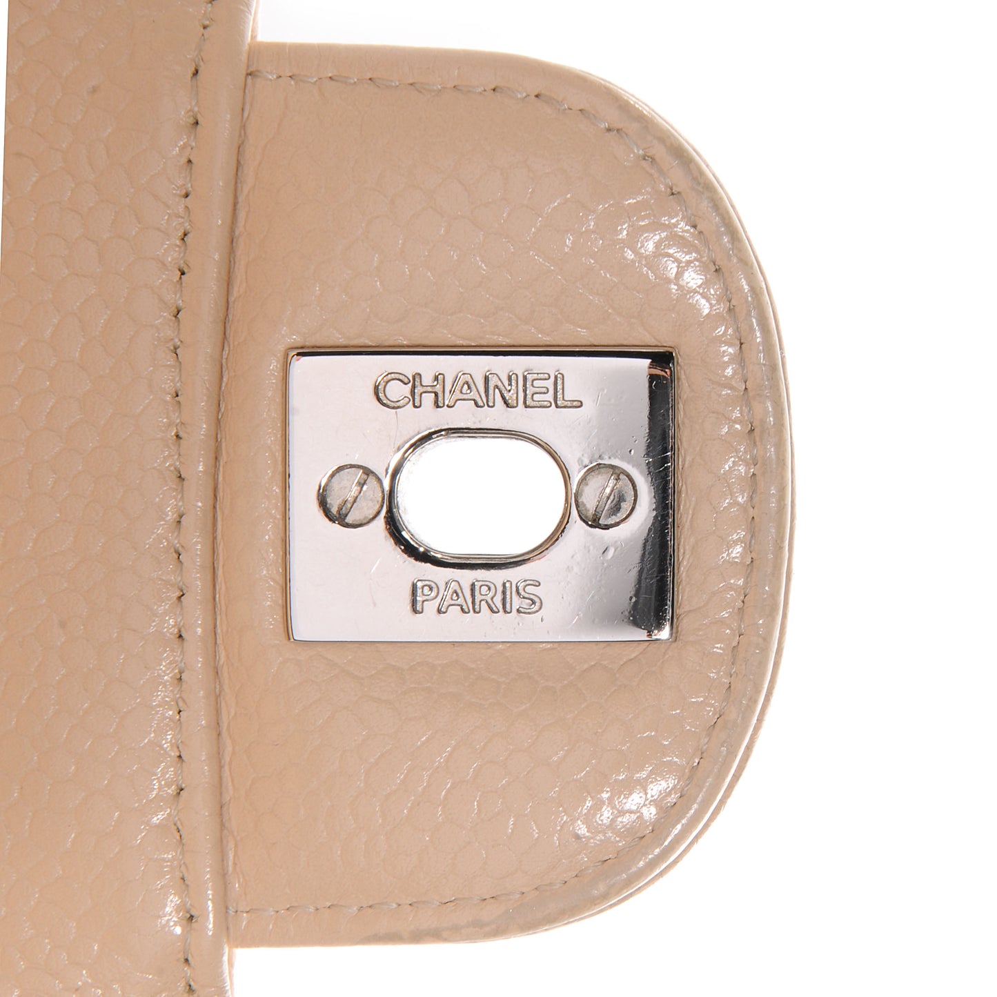 Caviar Quilted Medium Double Flap Beige Clair