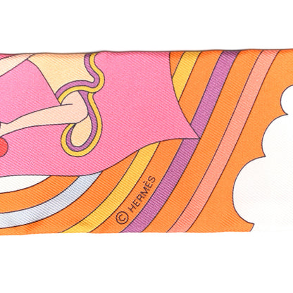 Hermes Silk Carres Volants Twilly Orange Rose Malaba 3 of 5