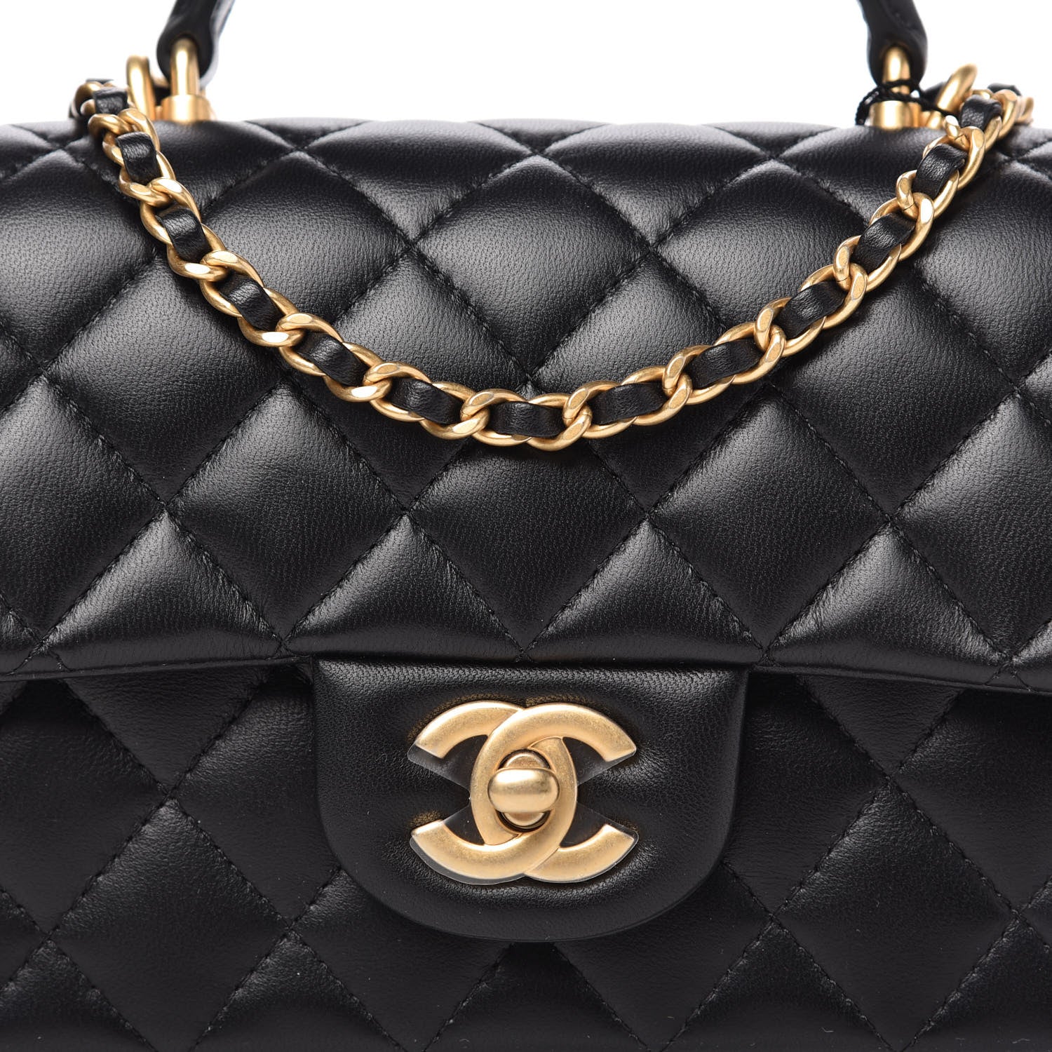 Chanel Lambskin Quilted Mini Top Handle Rectangular Flap Black 10 of 12