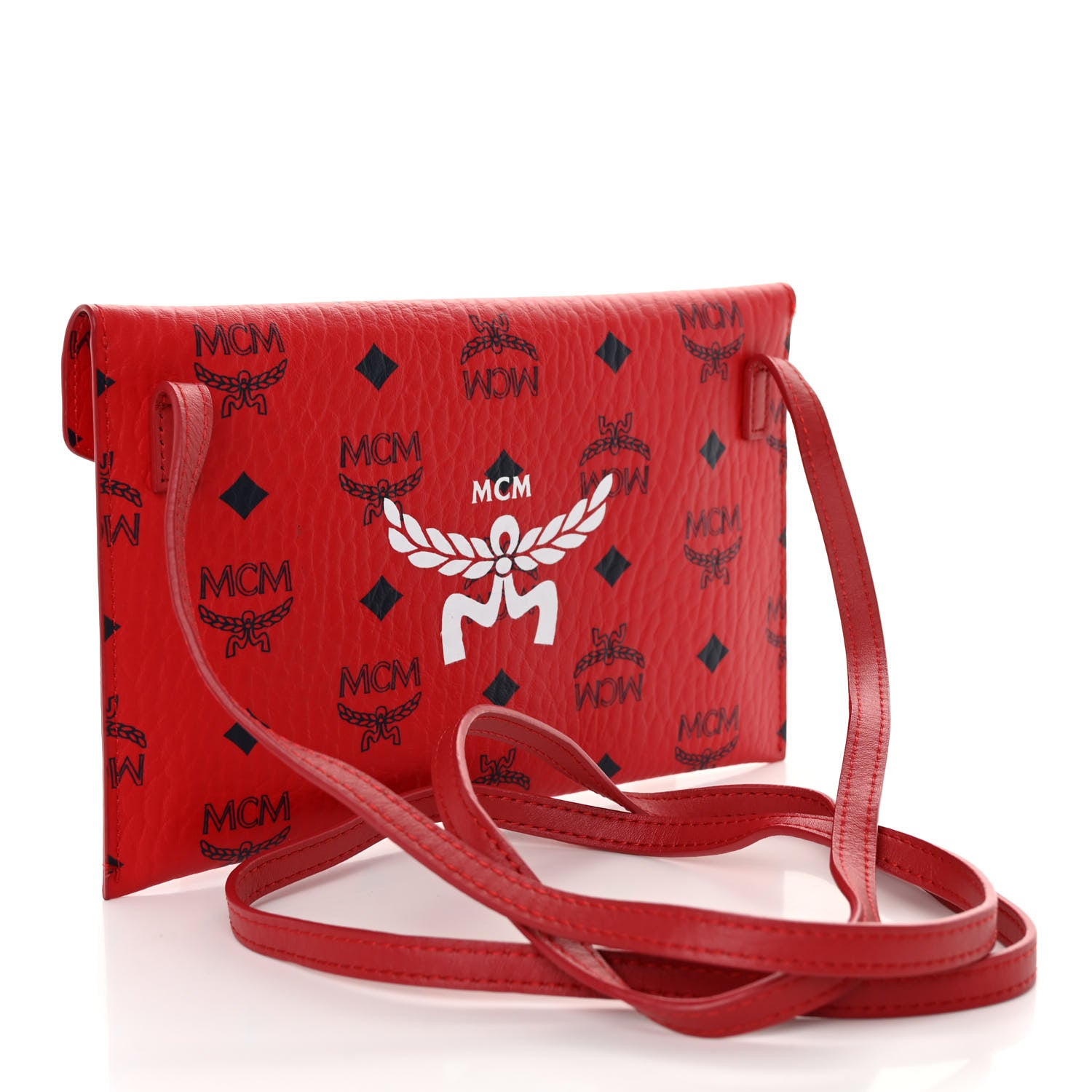 MCM Visetos Strap Wallet Red 3 of 10