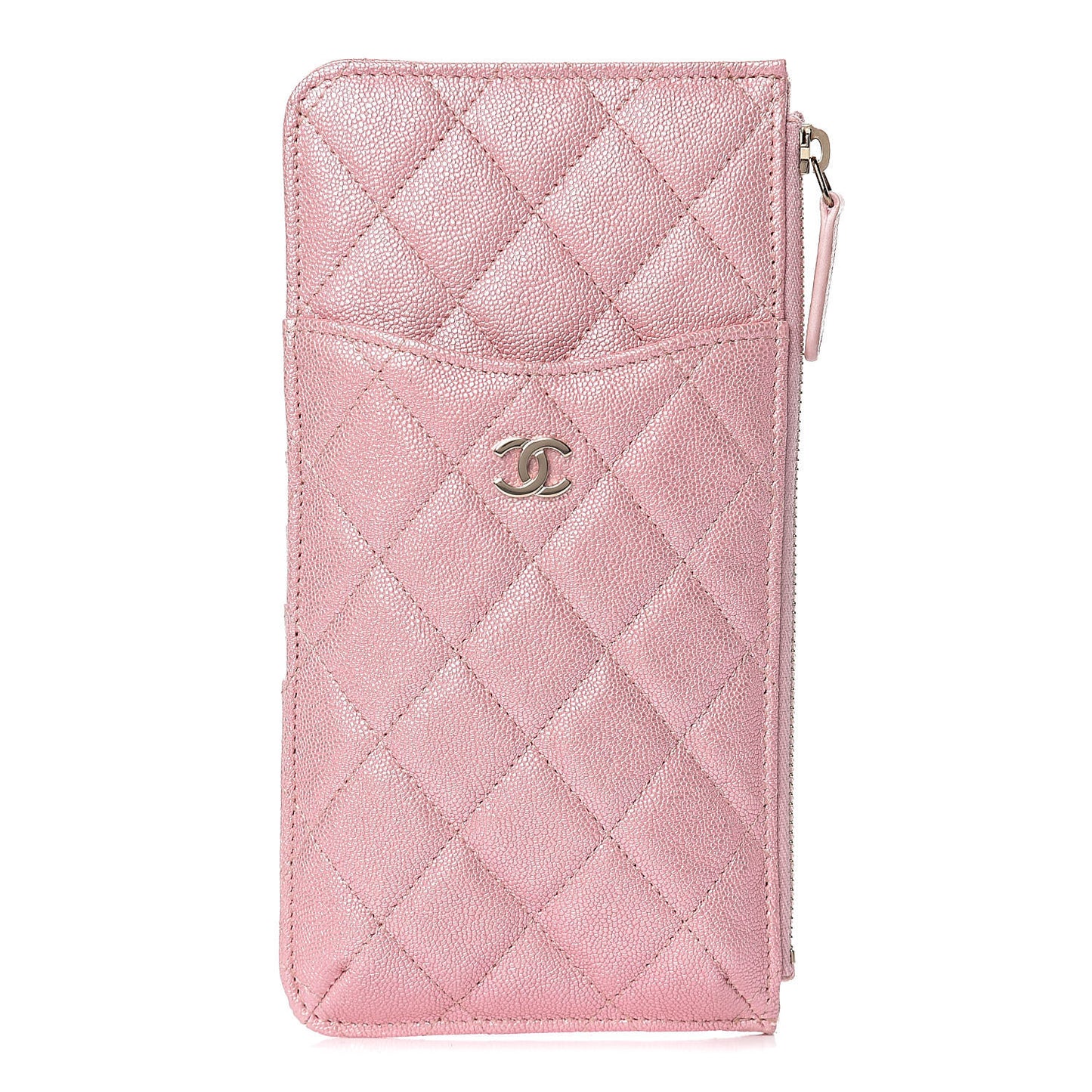 Iridescent Caviar Quilted Classic iPhone Pouch Rose Pink